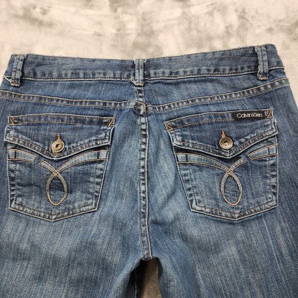 Calvin Klein Jeans Womens 12 Blue Mid Rise Slim Bootcut Stretch Denim Casual - Picture 6 of 16